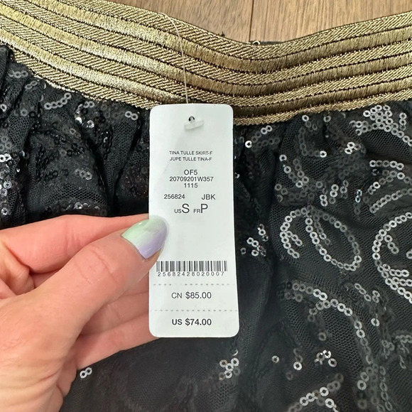 Bebe Sequinned Skirt with Gold Waistband Sz. S - Picture 4 of 6